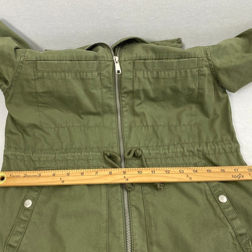 Womens Utility Field Jacket Size Small Military Green Full Zip Drawstring Waist - Picture 6 of 9